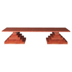 Nikos NIKO Rect. Table basse italienne en travertin rouge, design moderne danois