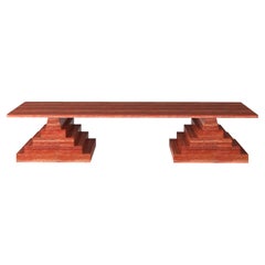 Nikos NIKO Rect. Table basse italienne en travertin rouge, design moderne danois