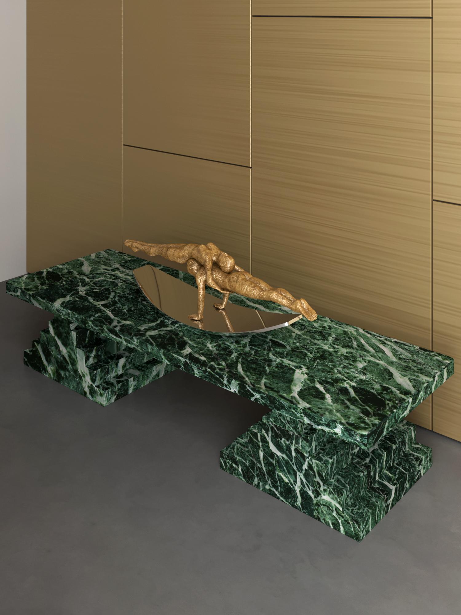 Chinese NORDST Niko Rect. sofe Table, Italian Green Marble, Danish Modern Design For Sale
