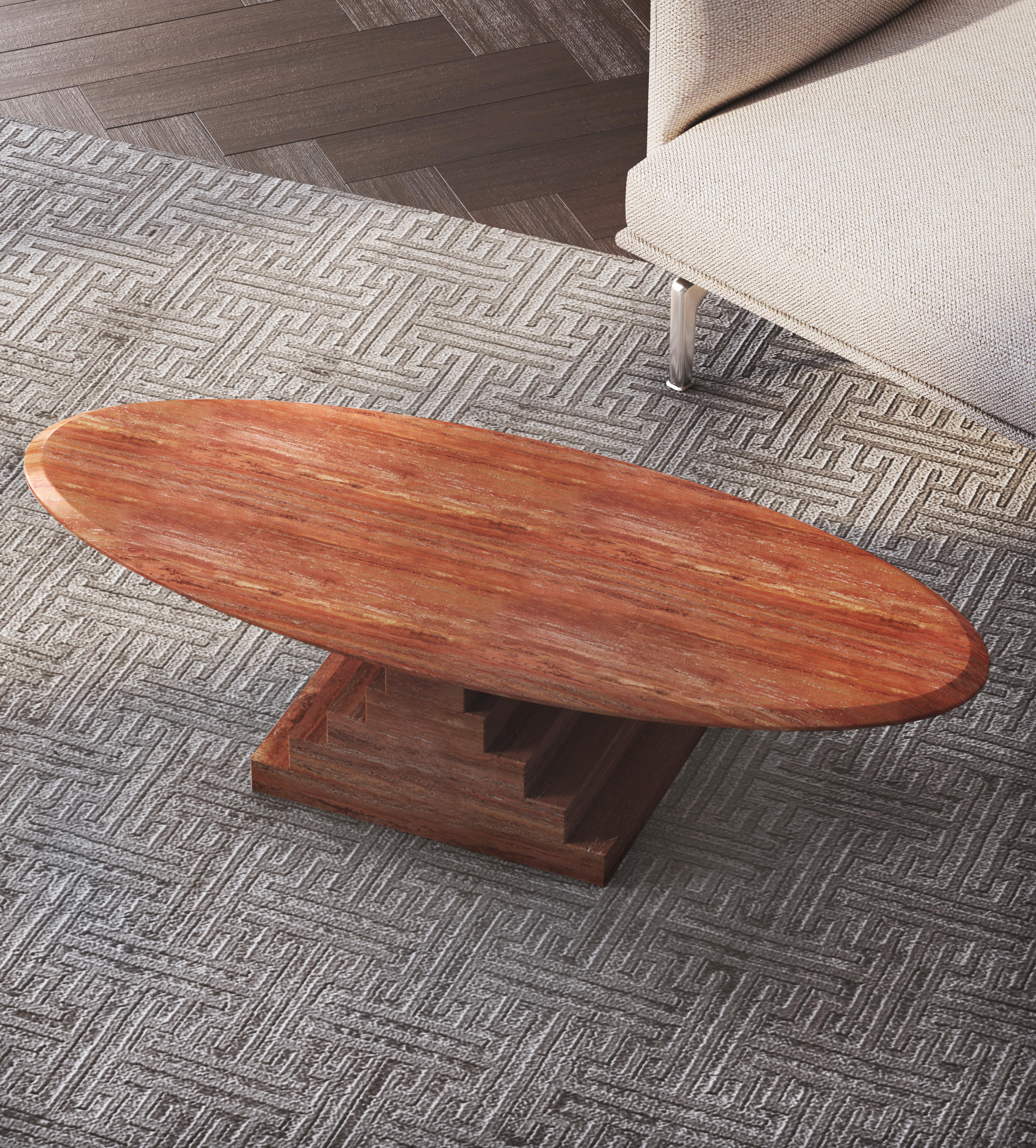 Chinese NORDST NIKO Coffee Table, Italian Red Travertine, Danish Modern Design, New For Sale