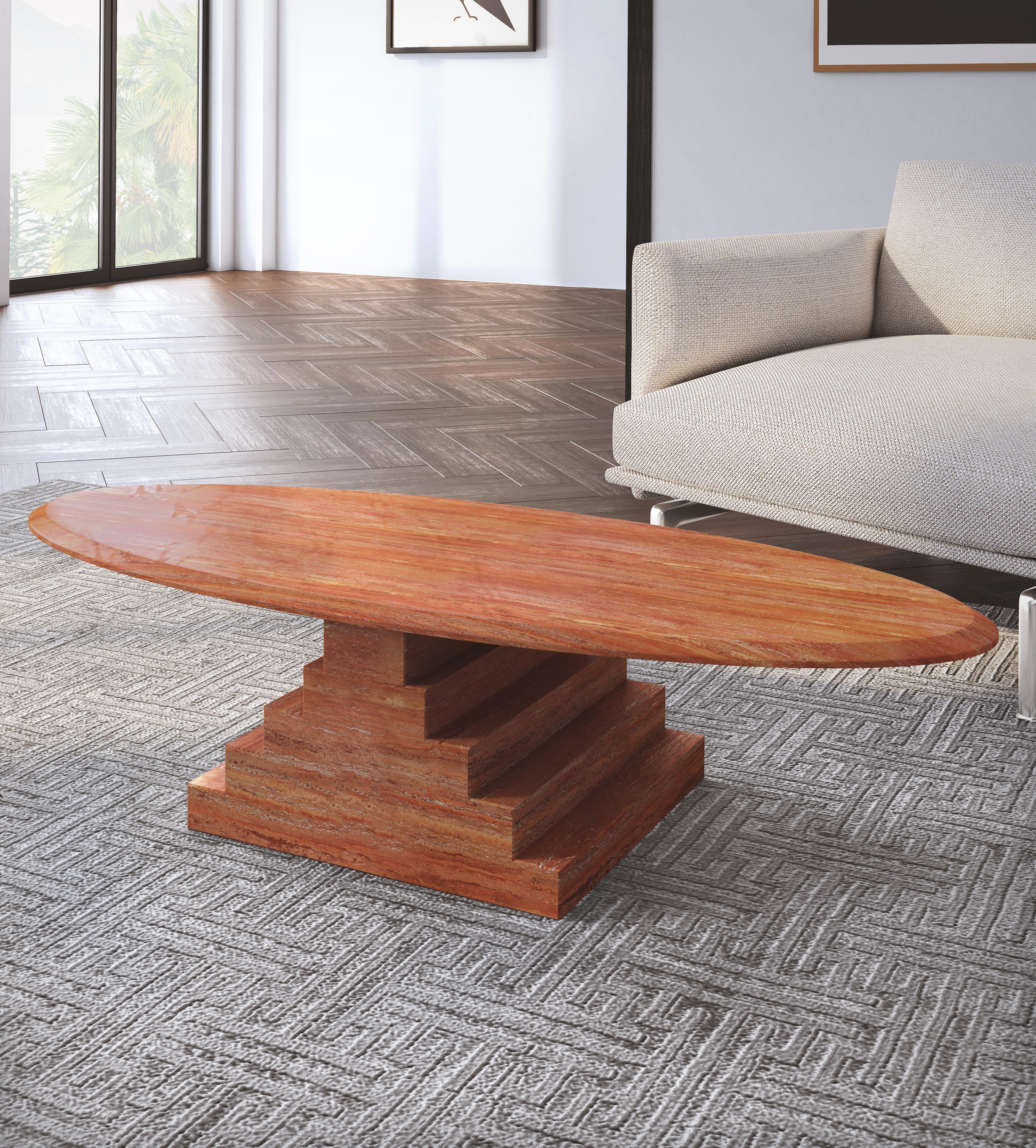 Burnished  NORDST NIKO Coffee Table, Italian Red Travertine, Danish Modern Design, New For Sale