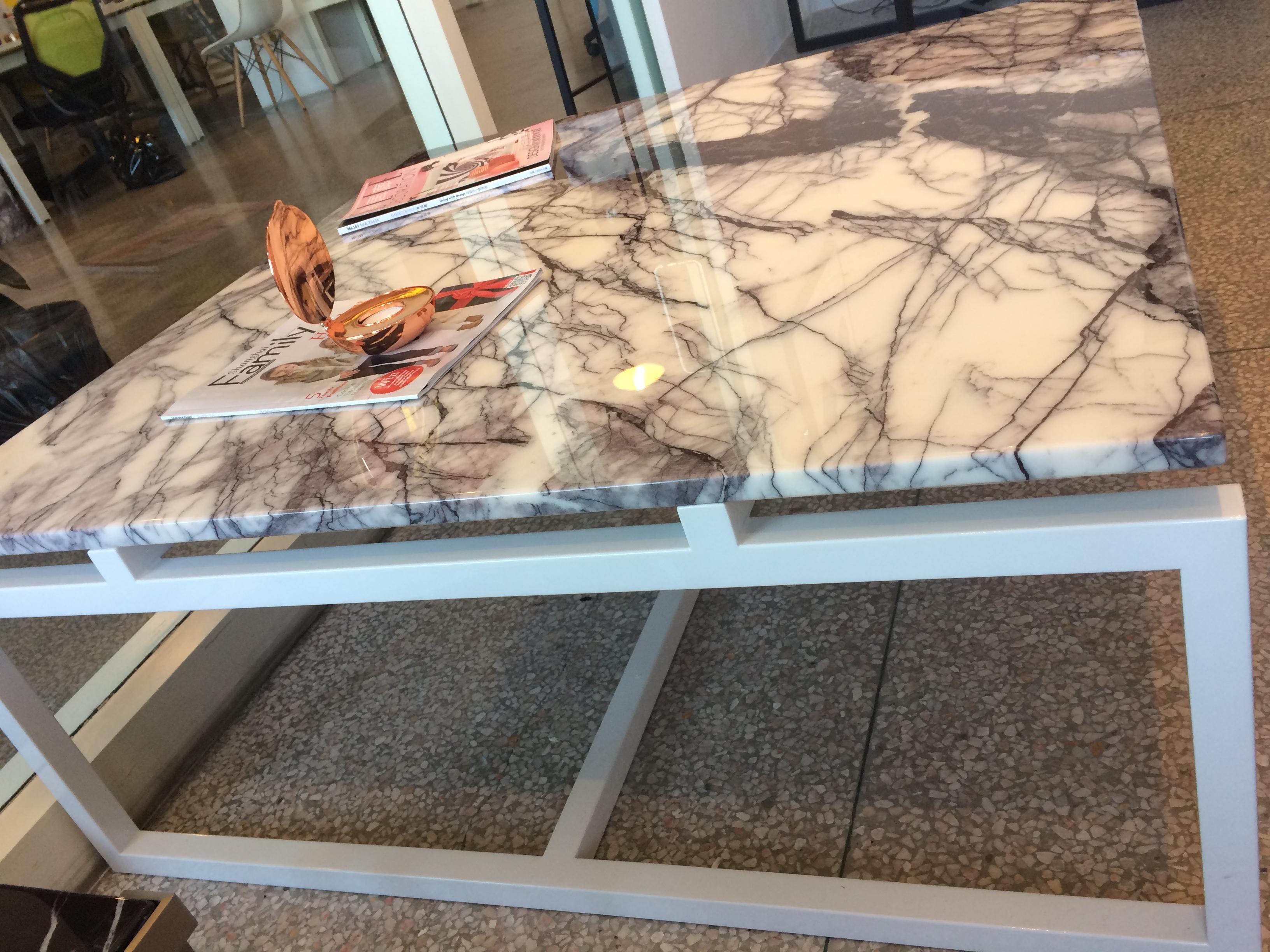 Metal NORDST OLIVIA Coffee Table, Italian Green Lightning Marble, Danish Modern Design For Sale