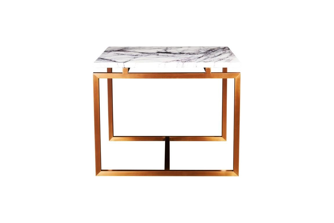 Hand-Crafted NORDST OLIVIA Side Table, Italian Green Lightning Marble, Danish Modern Design For Sale