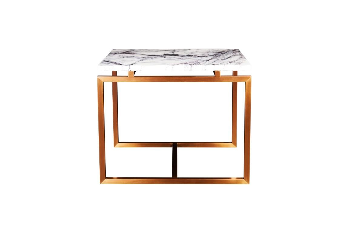 Polished NORDST OLIVIA Side Table, Italian Green Lightning Marble, Danish Modern Design For Sale