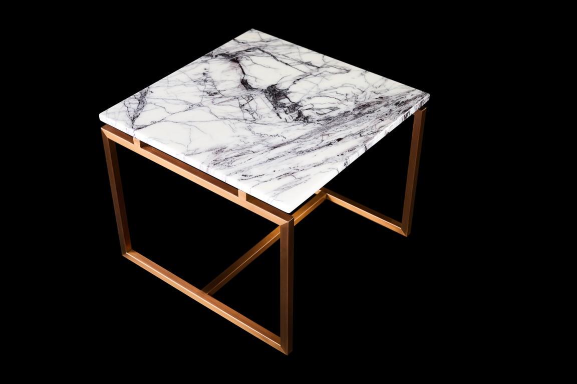 Metal NORDST OLIVIA Side Table, Italian Green Lightning Marble, Danish Modern Design For Sale