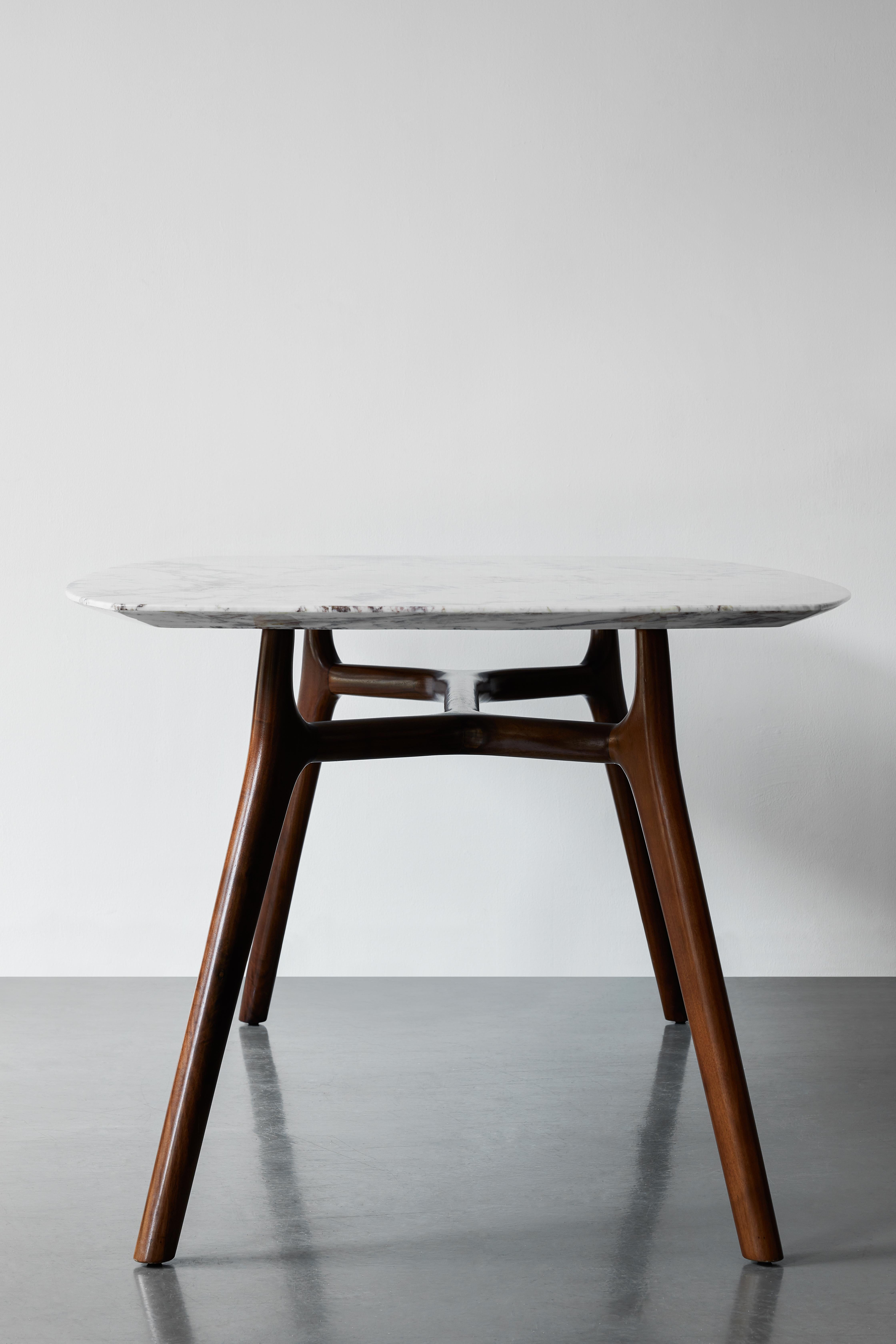 NORDST POUL Dining Table, Italian White Montain Marble, Danish Modern Design In New Condition For Sale In Rungsted Kyst, DK