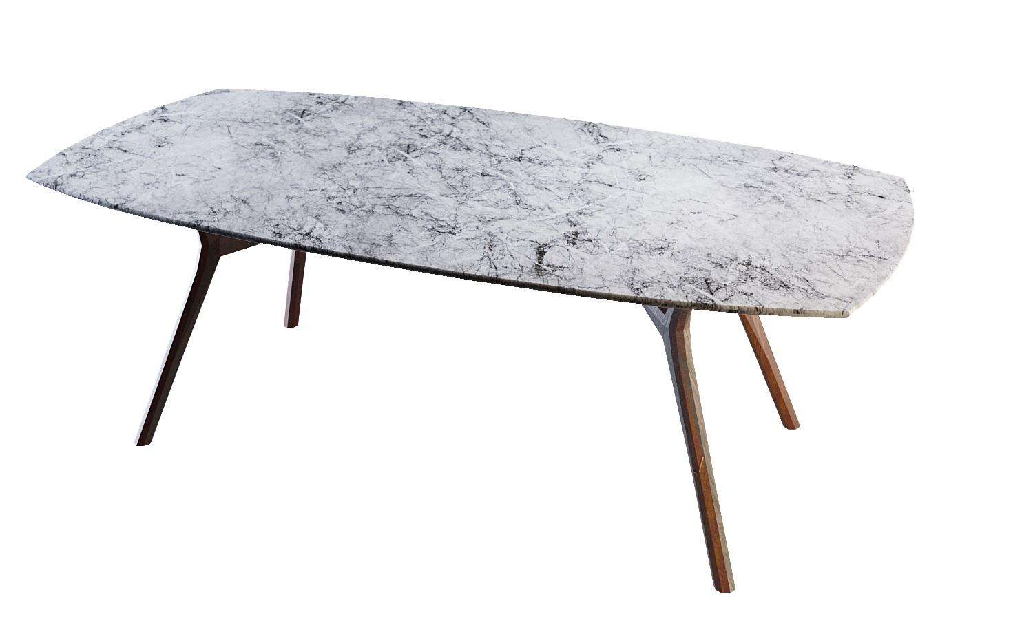 Fait main Table à manger NORDST POUL, marbre blanc Montain italien, design moderne danois en vente