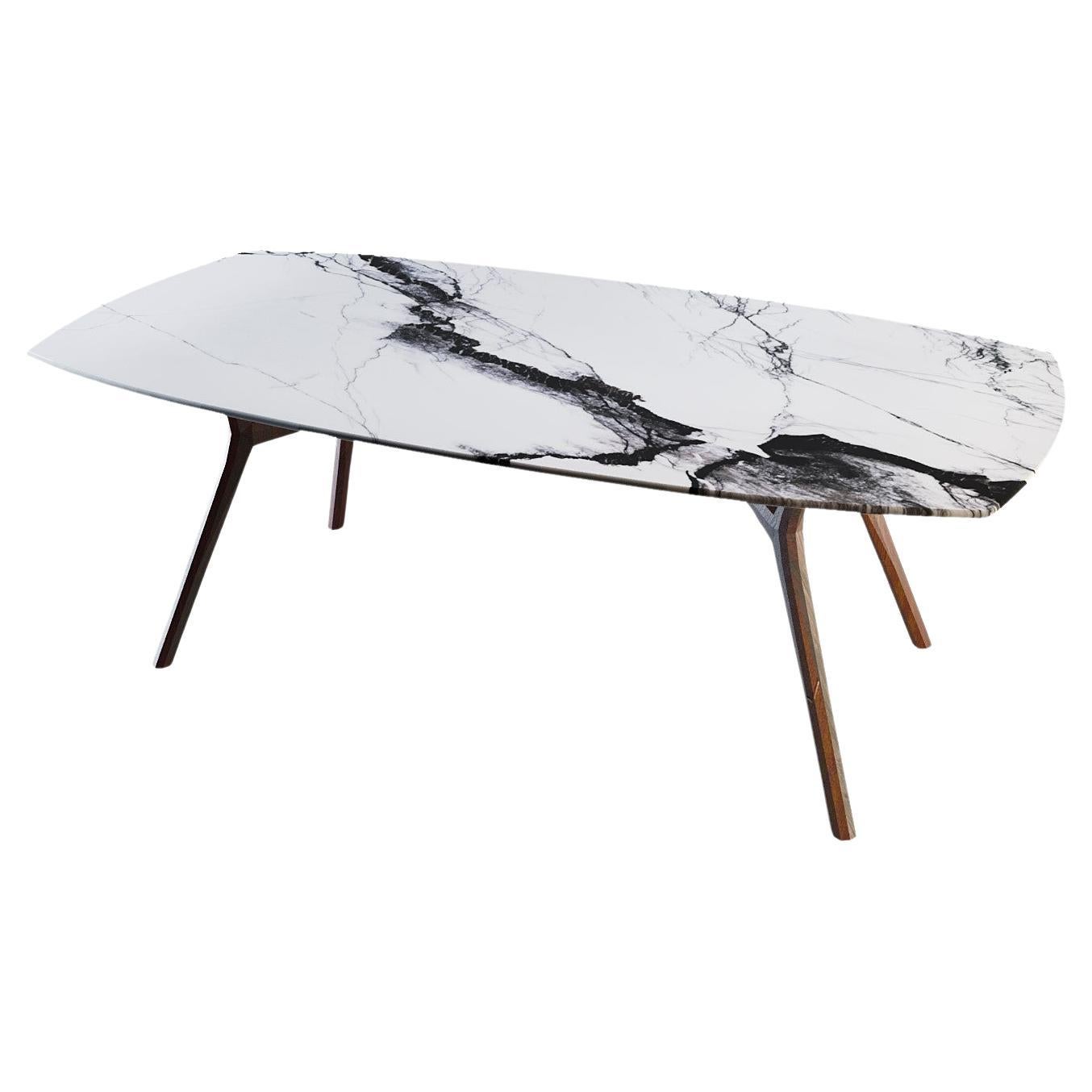 NORDST POUL Dining Table, Italian White Montain Marble, Danish Modern Design