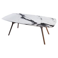 Table à manger NORDST POUL, marbre blanc Montain italien, design moderne danois