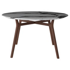 NORDST POUL Dining Table, Italian White Mountain Marble, Danish Modern Design