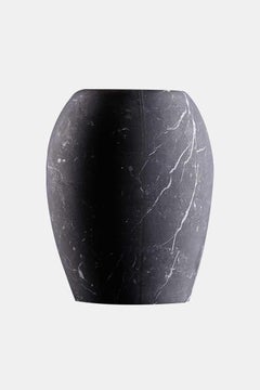 NORDST STANLEY Large Vase, Italian Black Eagle Marble, Danish Modern Design