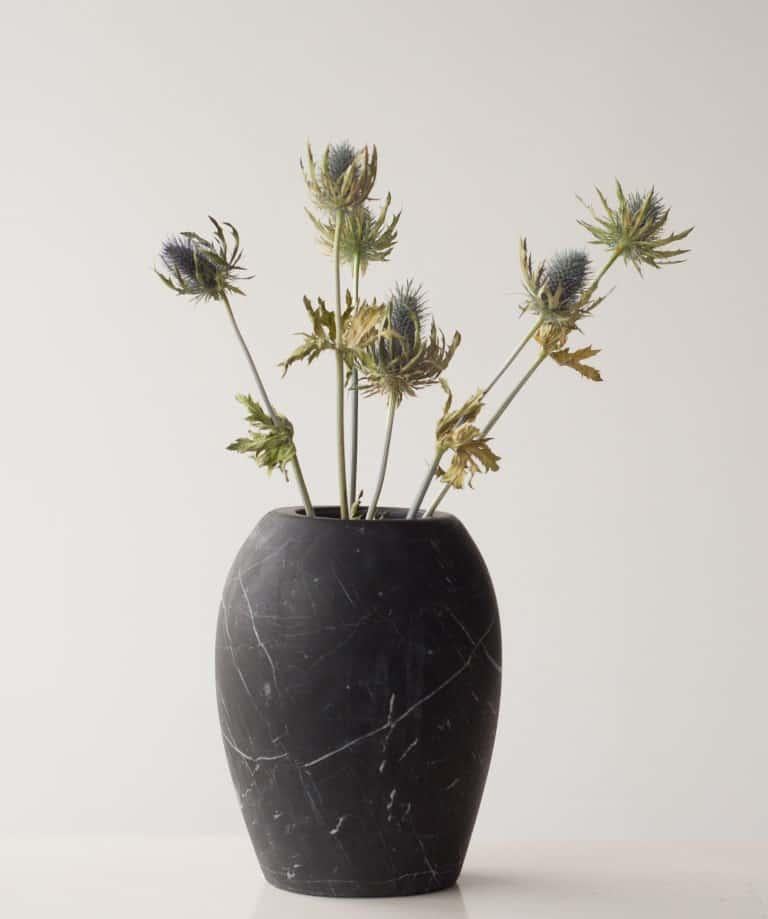 Chinese NORDST STANLEY Large Vase, Italian Black Eagle Marble, Danish Modern Desgin For Sale