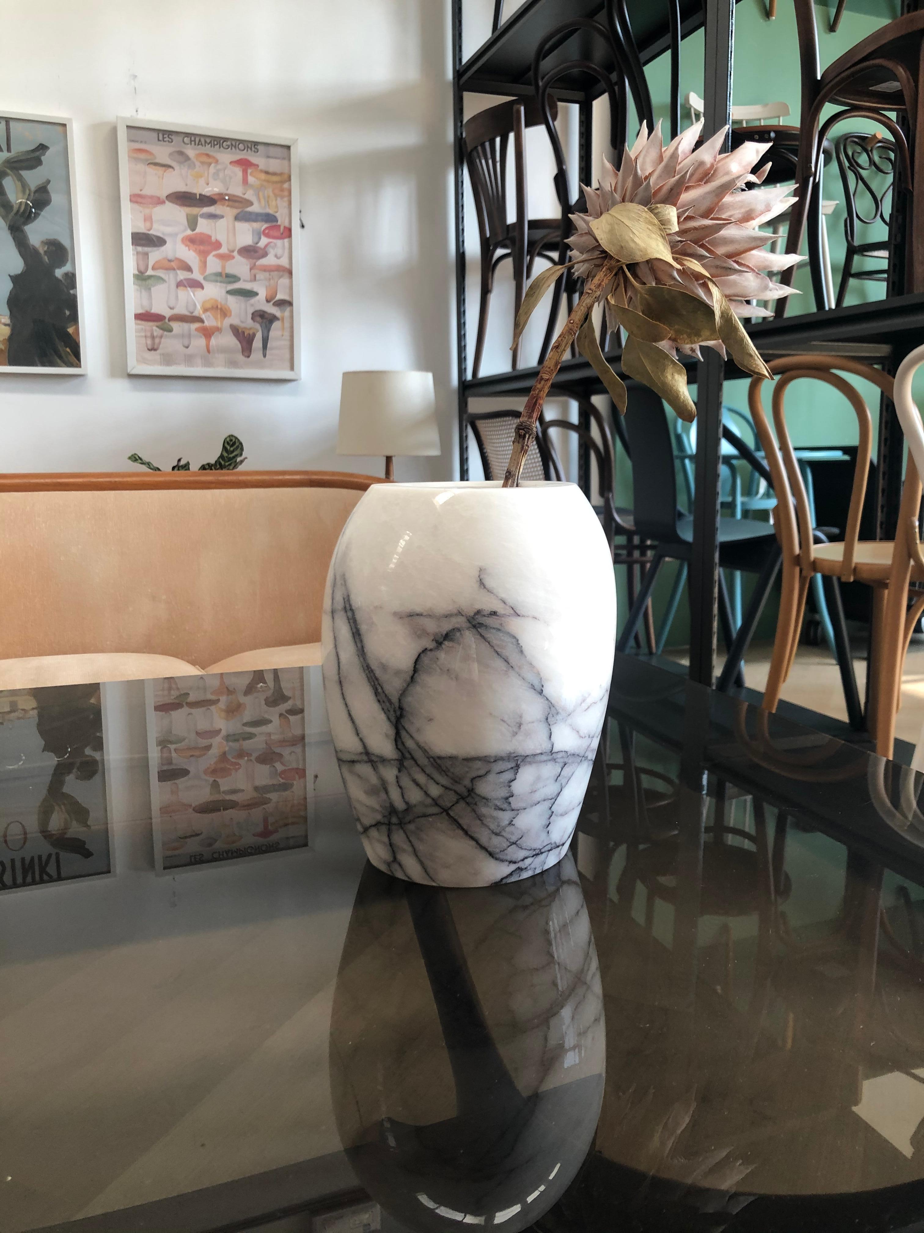 NORDST STANLEY Large Vase, Italian Black Eagle Marble, Danish Modern Design For Sale 2