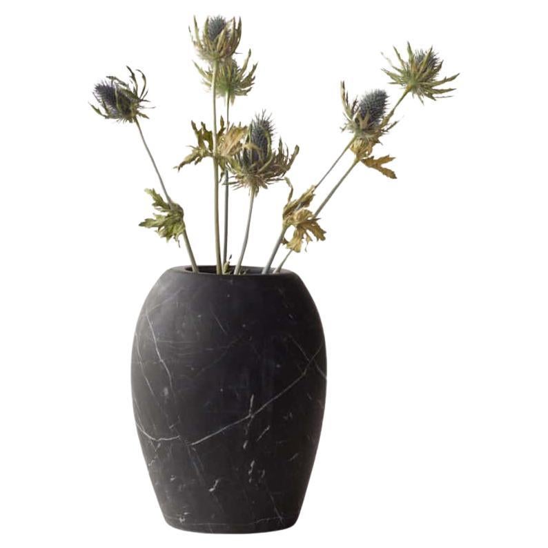 NORDST STANLEY Large Vase, Italian Black Eagle Marble, Danish Modern Desgin For Sale