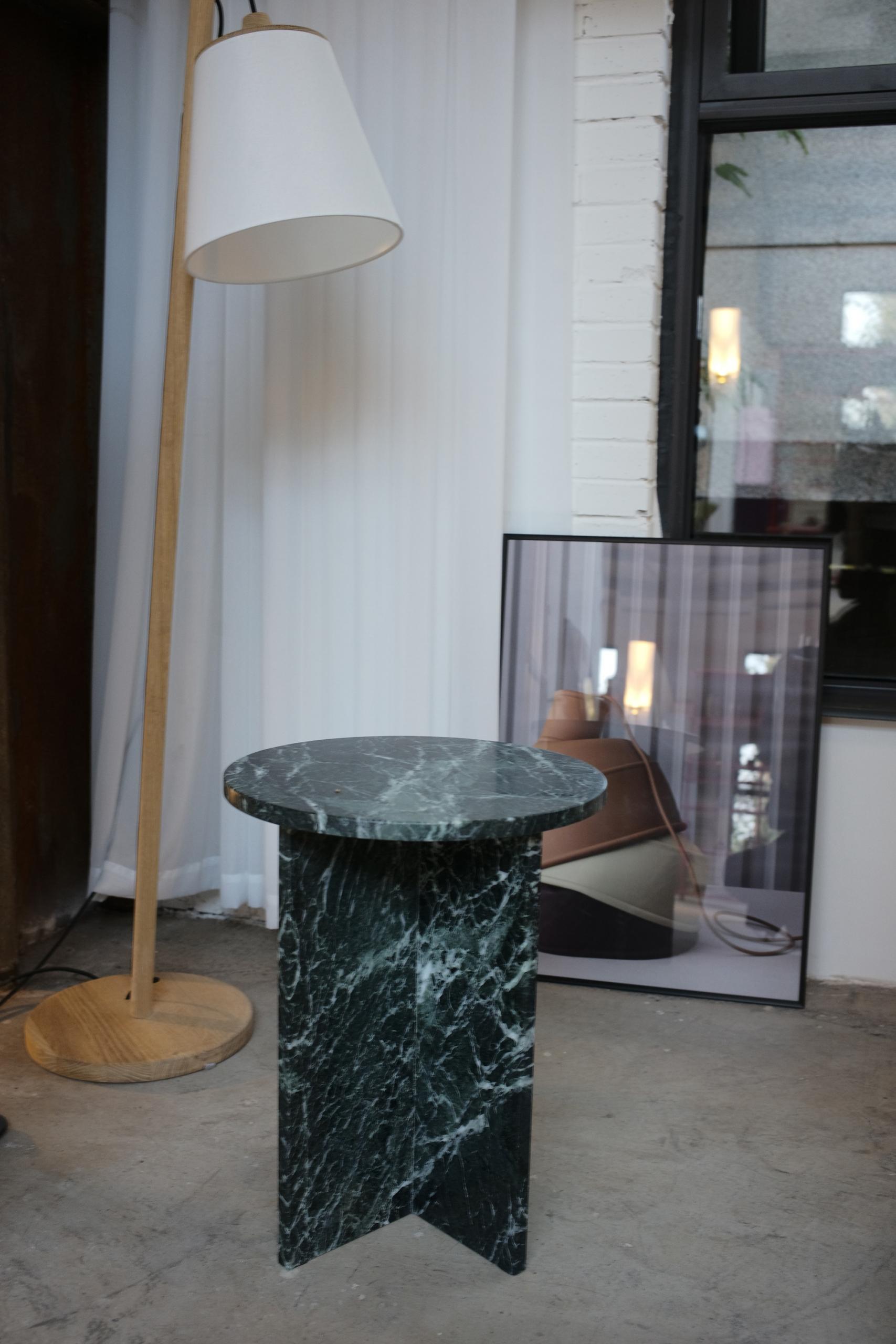 NORDST T-Round Side Table, Italian White Mountain Marble, Danish Modern Design In New Condition For Sale In Rungsted Kyst, DK