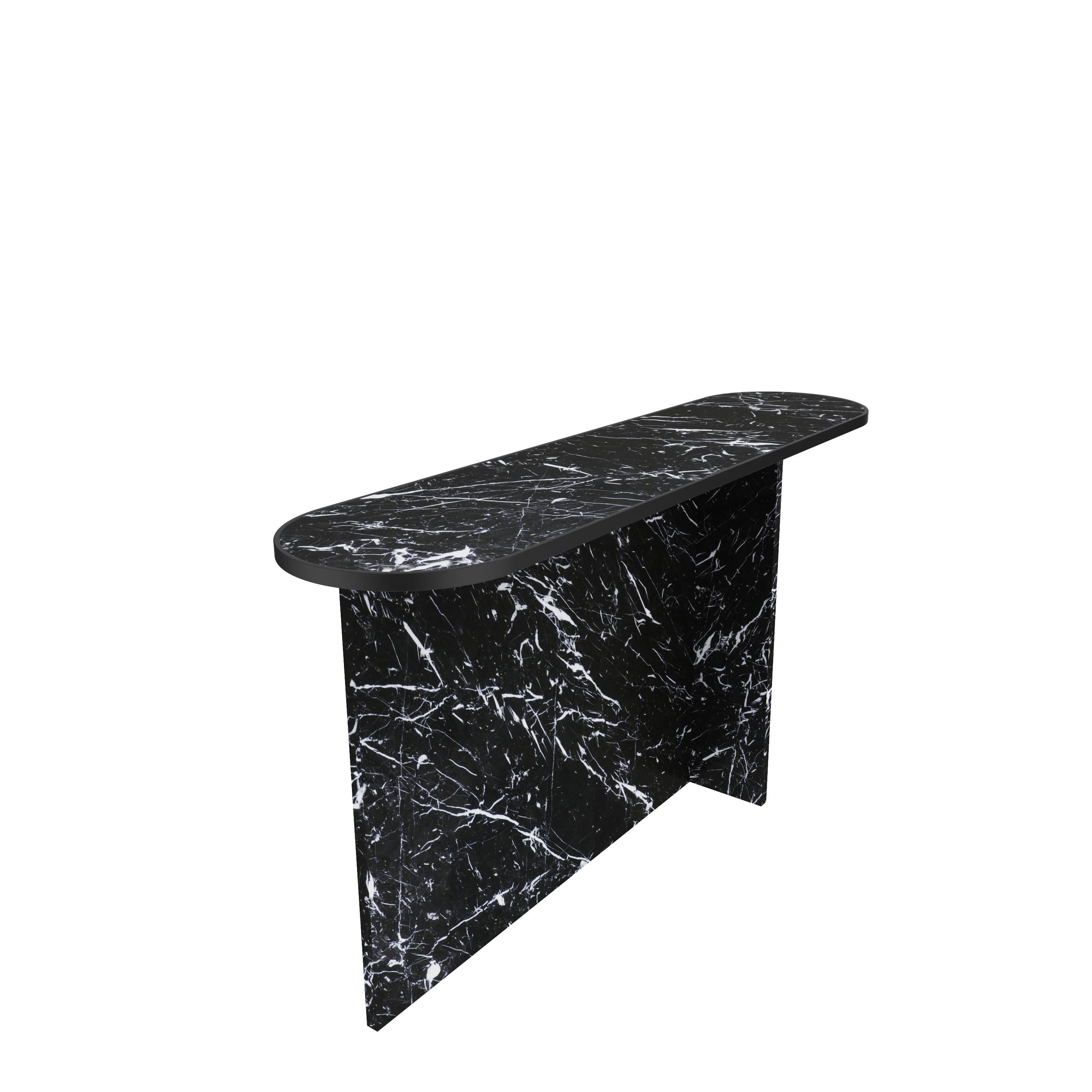 Scandinavian Modern NORDST T-Small Side Table, Italian Green Lightning Marble, Danish Modern Design For Sale