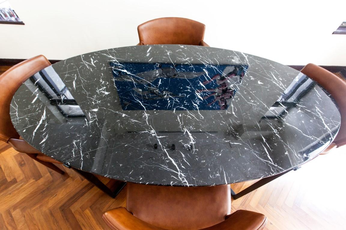 NORDST TEDDY Dining Table, Italian Black Eagle Marble, Danish Modern Design, New In New Condition For Sale In Rungsted Kyst, DK