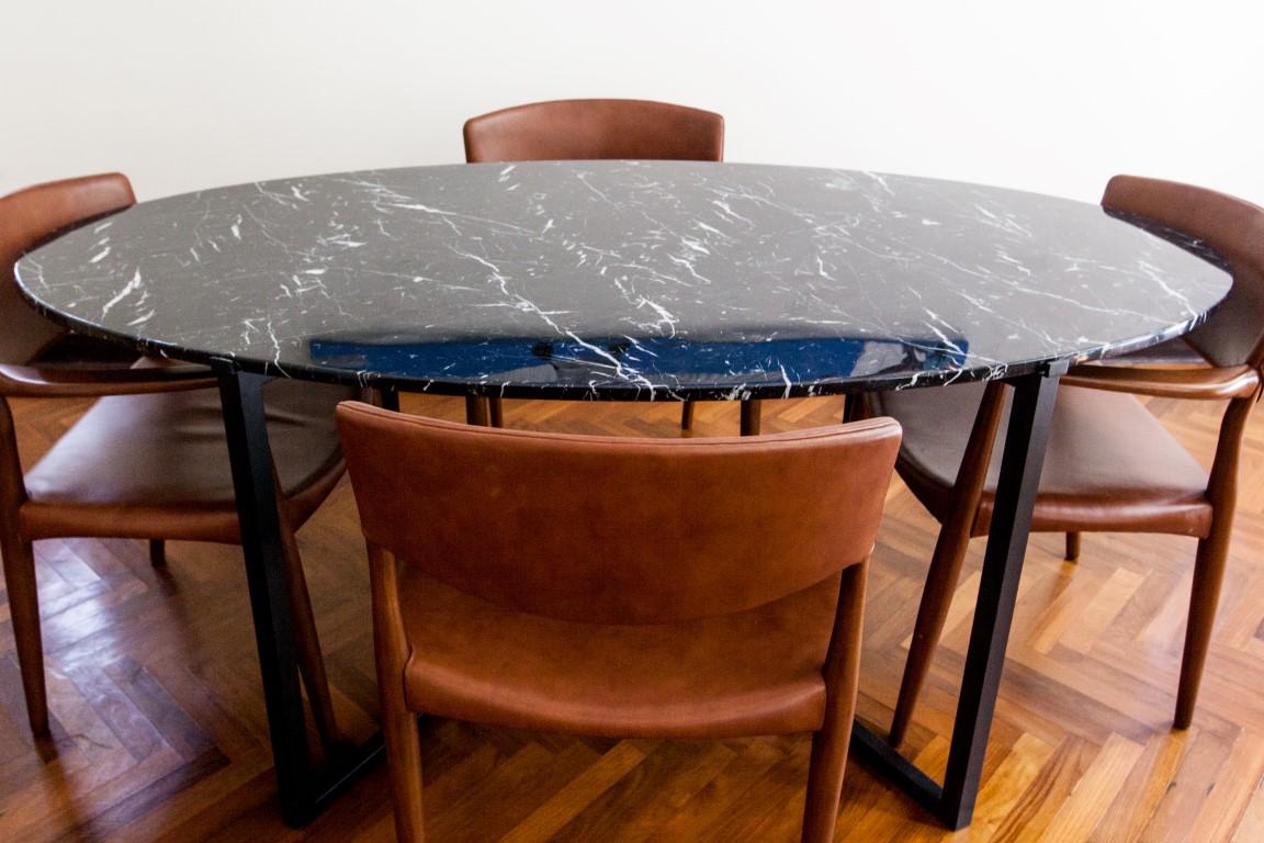 Metal NORDST TEDDY Dining Table, Italian Black Eagle Marble, Danish Modern Design, New For Sale