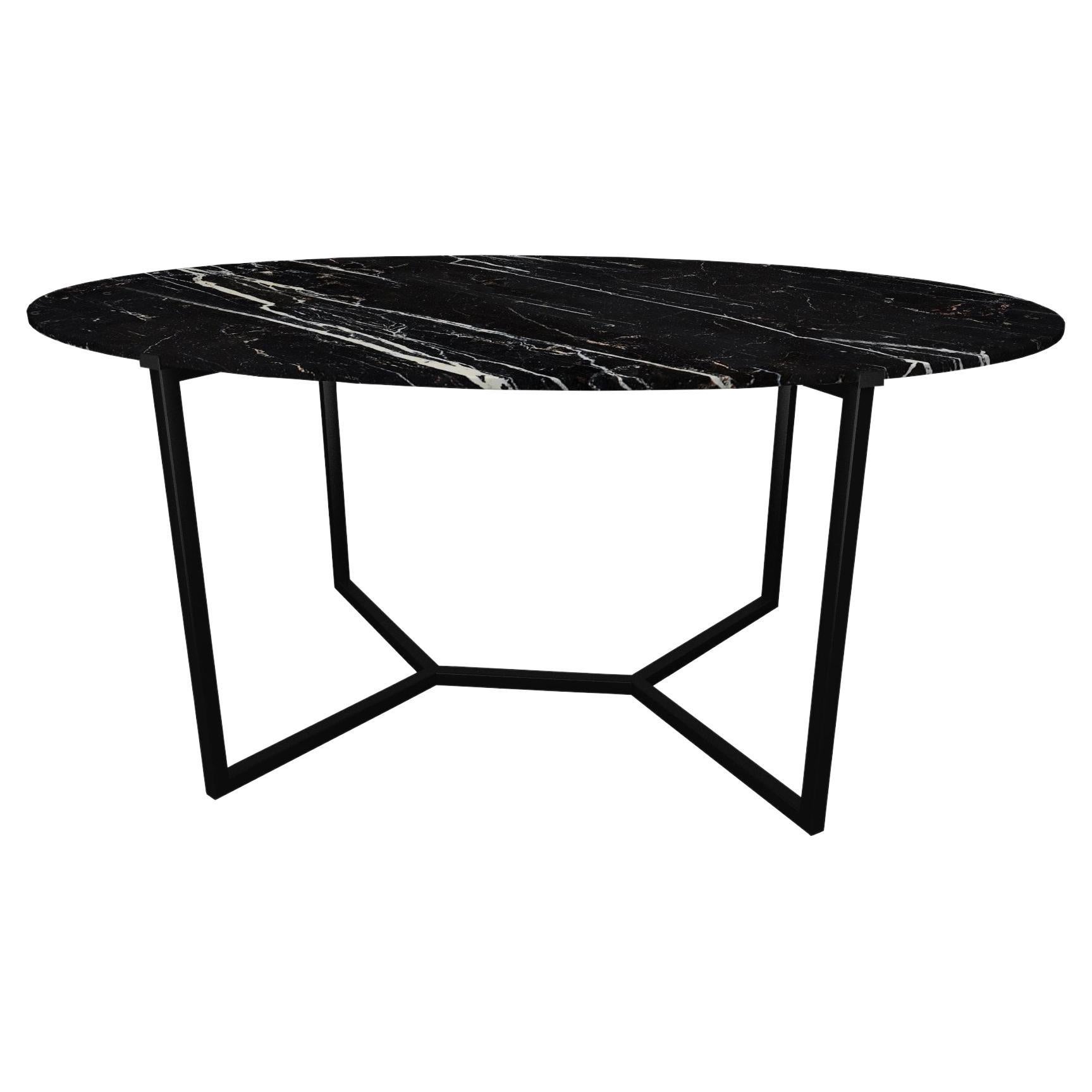 NORDST TEDDY Dining Table, Italian Black Eagle Marble, Danish Modern Design, New