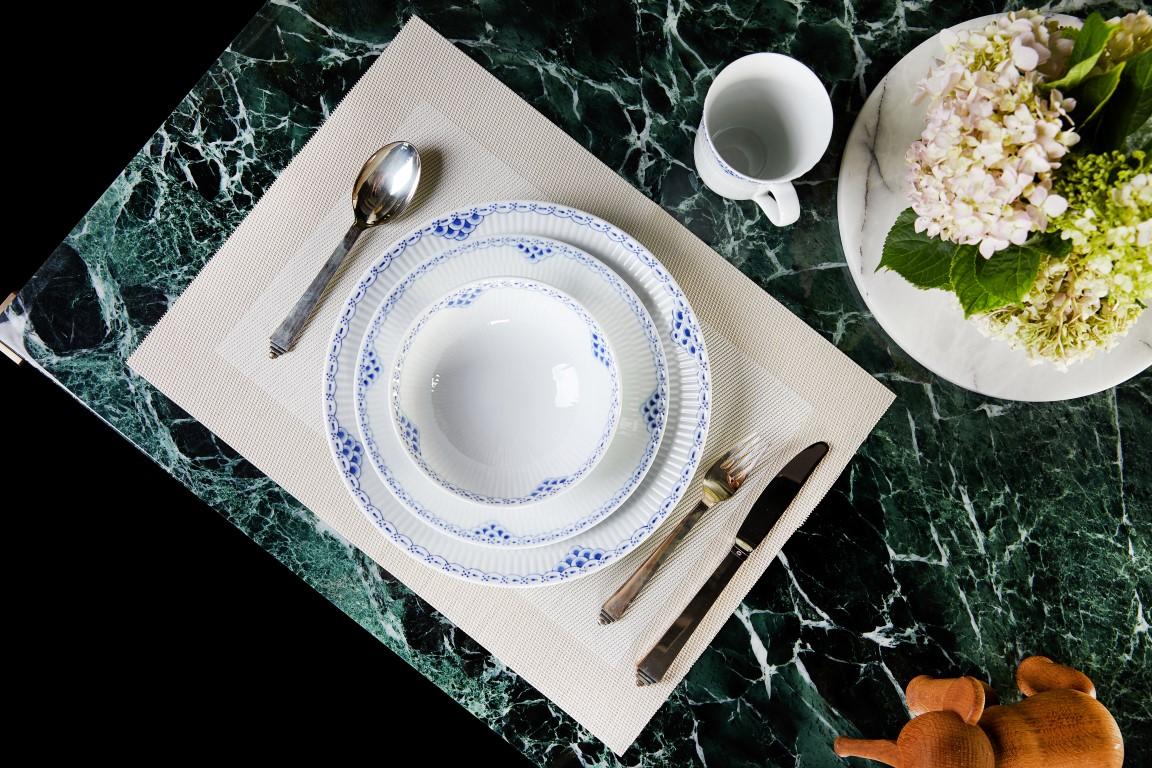 Polished NORDST TEDDY Dining Table, Italian Green Lightning Marble, Danish Modern Design For Sale