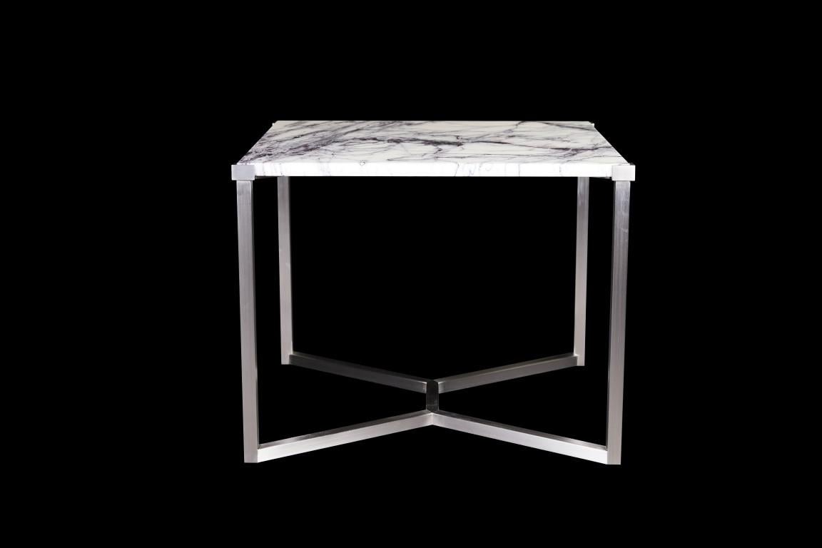 Metal NORDST TEDDY Side Table, Italian Grey Rain Marble, Danish Modern Design, New For Sale