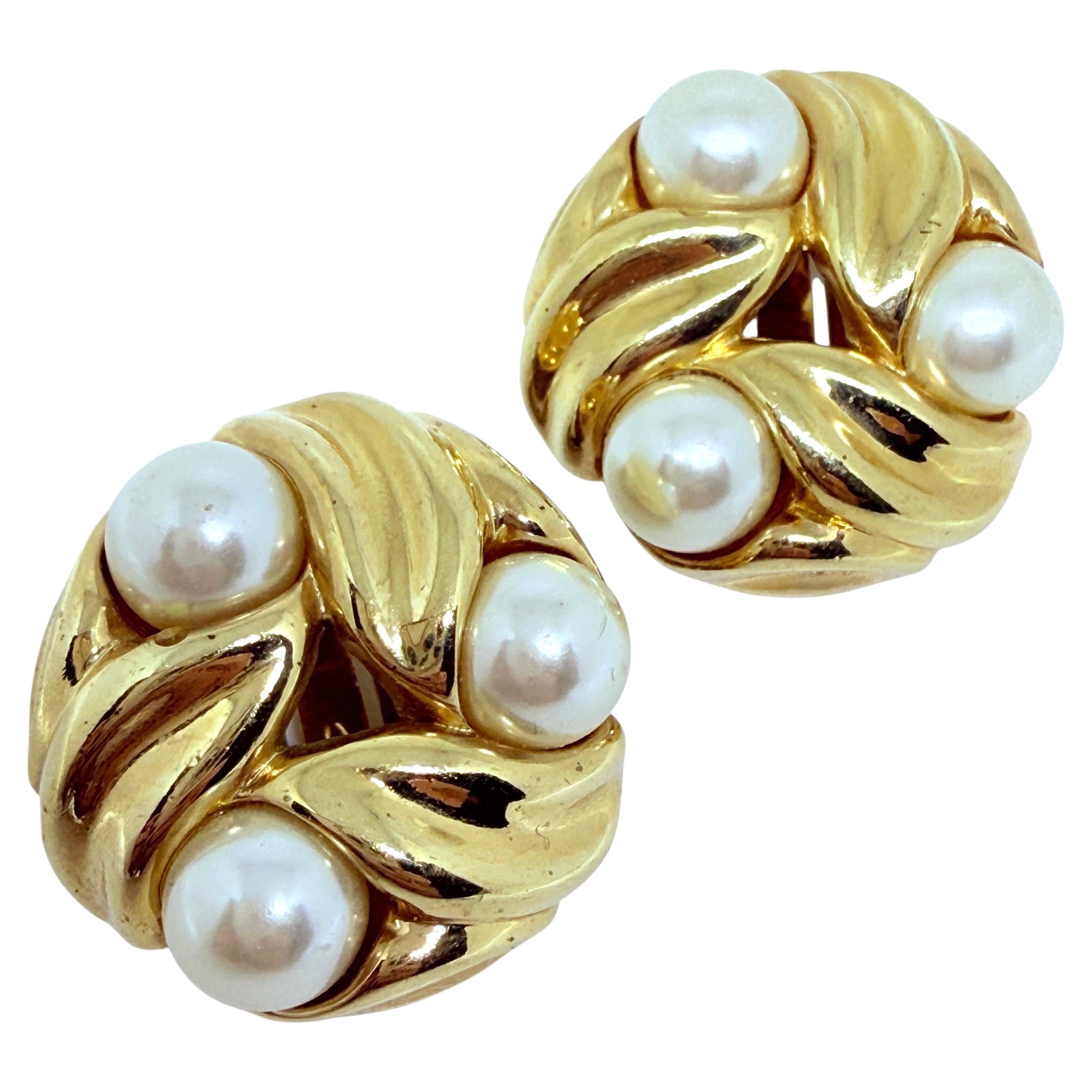 Orecchini a clip firmati NORDSTROM con perle d
epoca in tonalità oro