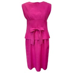 Norells pinkfarbenes Leinenkleid mit Schleife an der Taille, 1960er Jahre