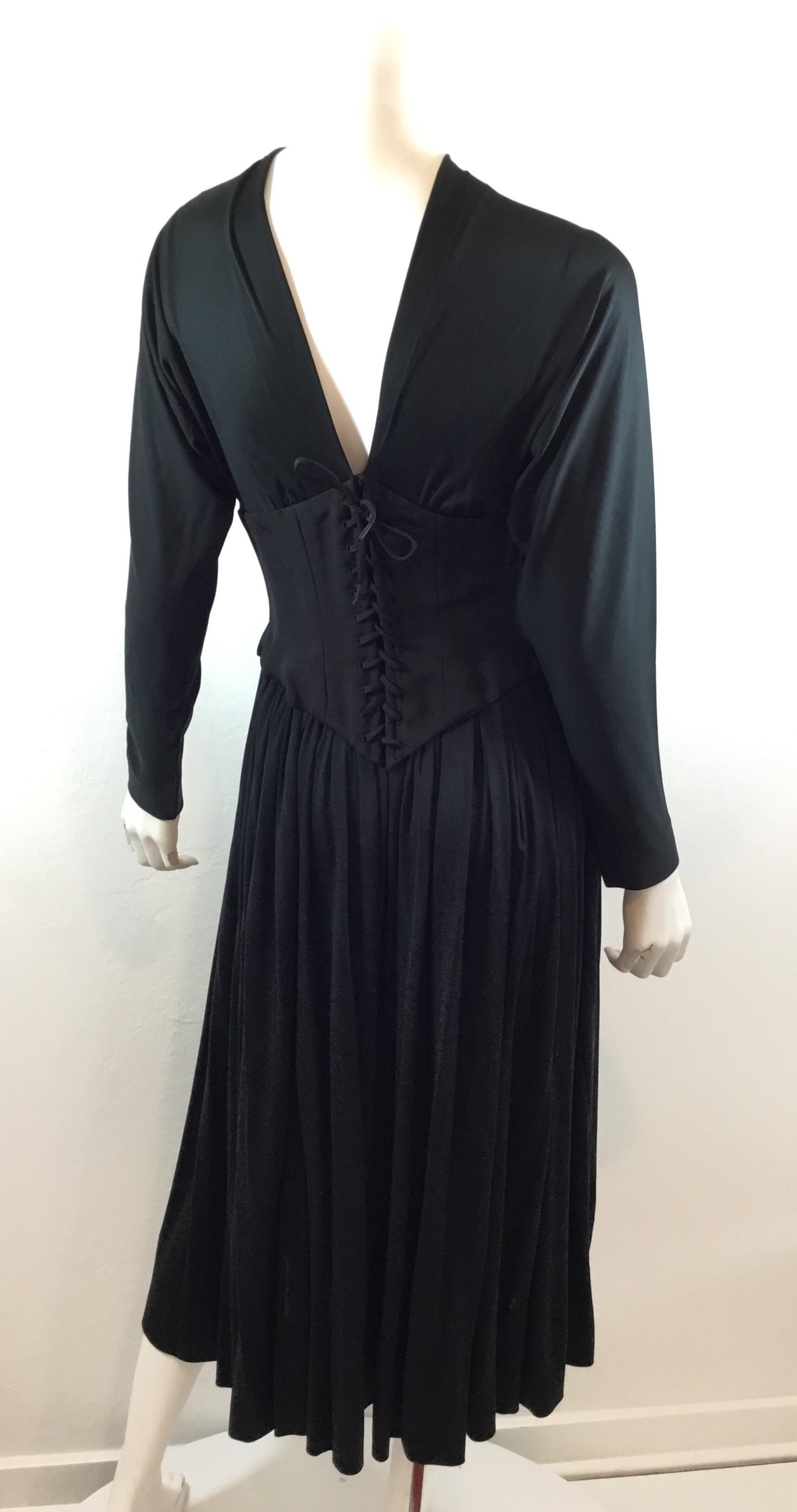 Norman Norell 1940s Matte Jersey Corseted Blouse and Skirt  For Sale 1