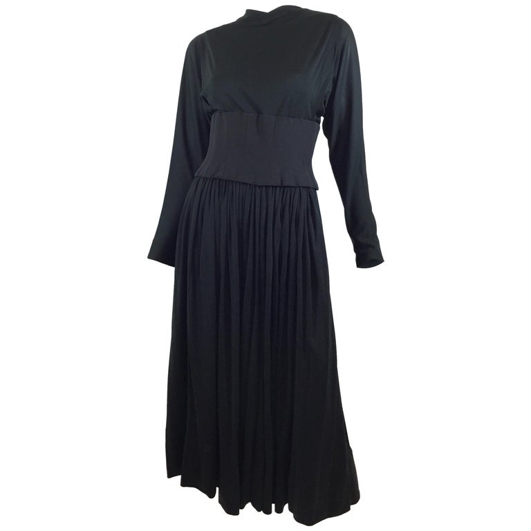 Norman Norell 1940s Matte Jersey Corseted Blouse and Skirt For Sale at ...
