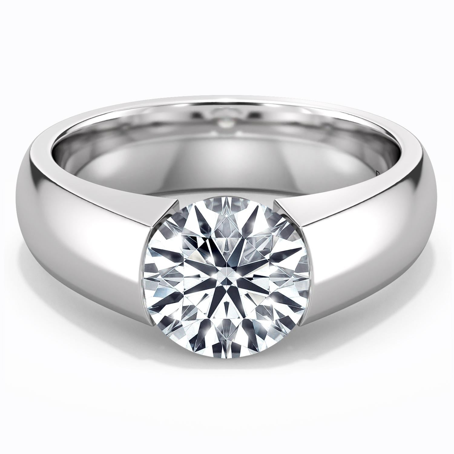 For Sale:  Norem de Danhov tension style engagement ring in 14k White Gold with Moissanite  3