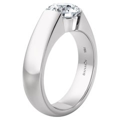 Norem de Danhov tension style engagement ring in 14k White Gold with Moissanite 