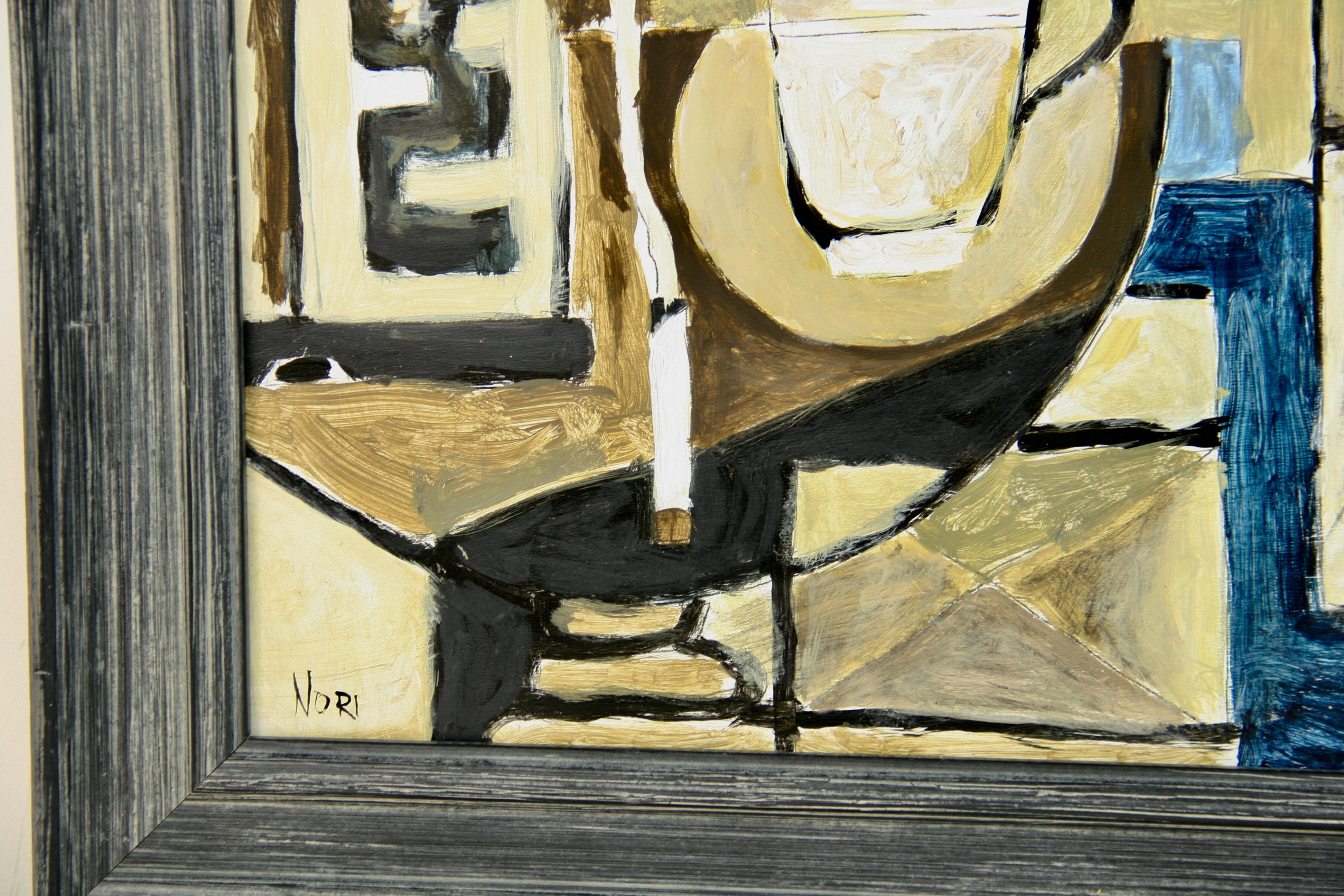 Pause café cubique - Noir Abstract Painting par Nori