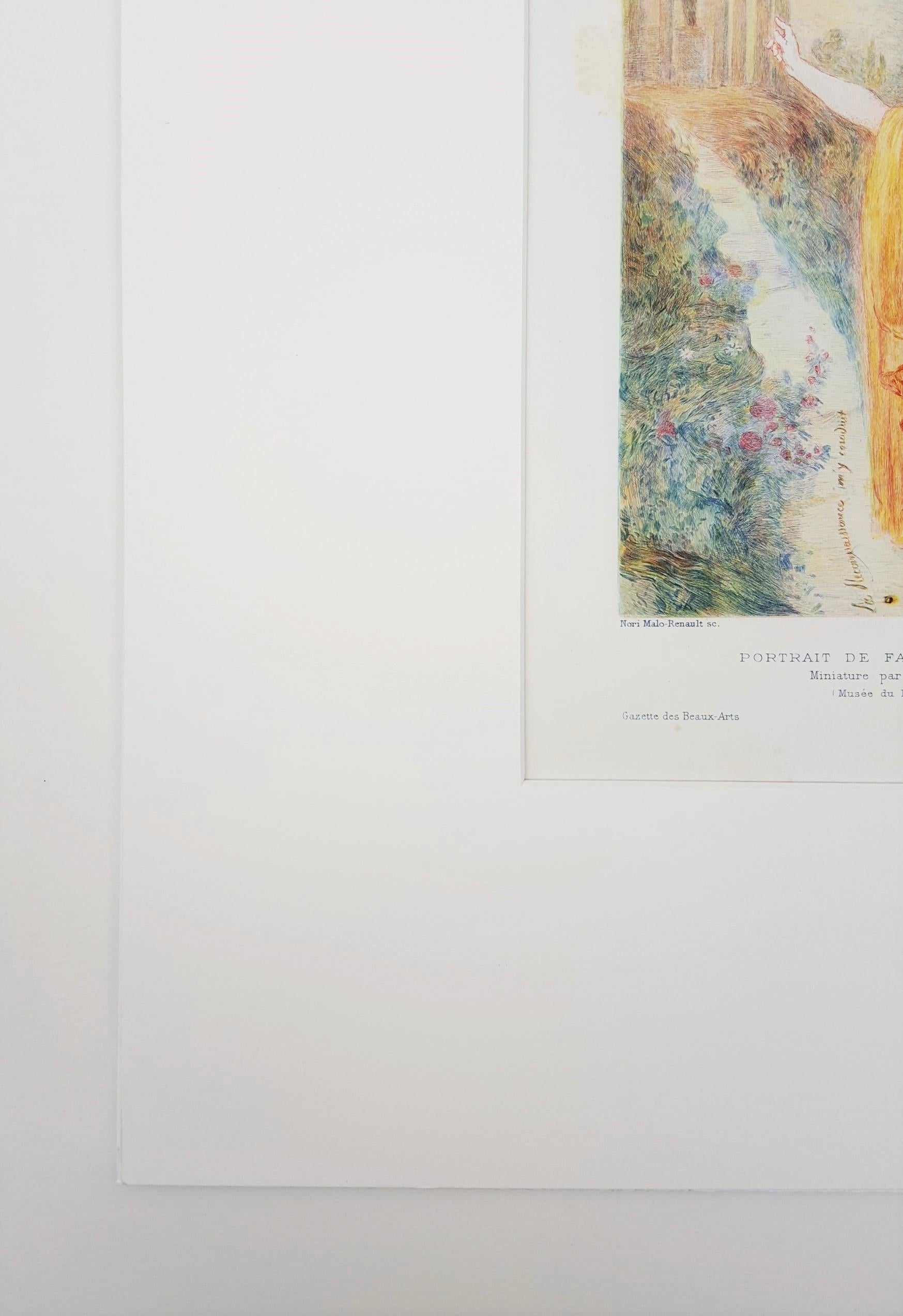 Porträt de Fanny Charrin /// Künstlerin Französischer Impressionist Moderne (Beige), Figurative Print, von Nori Malo-Renault