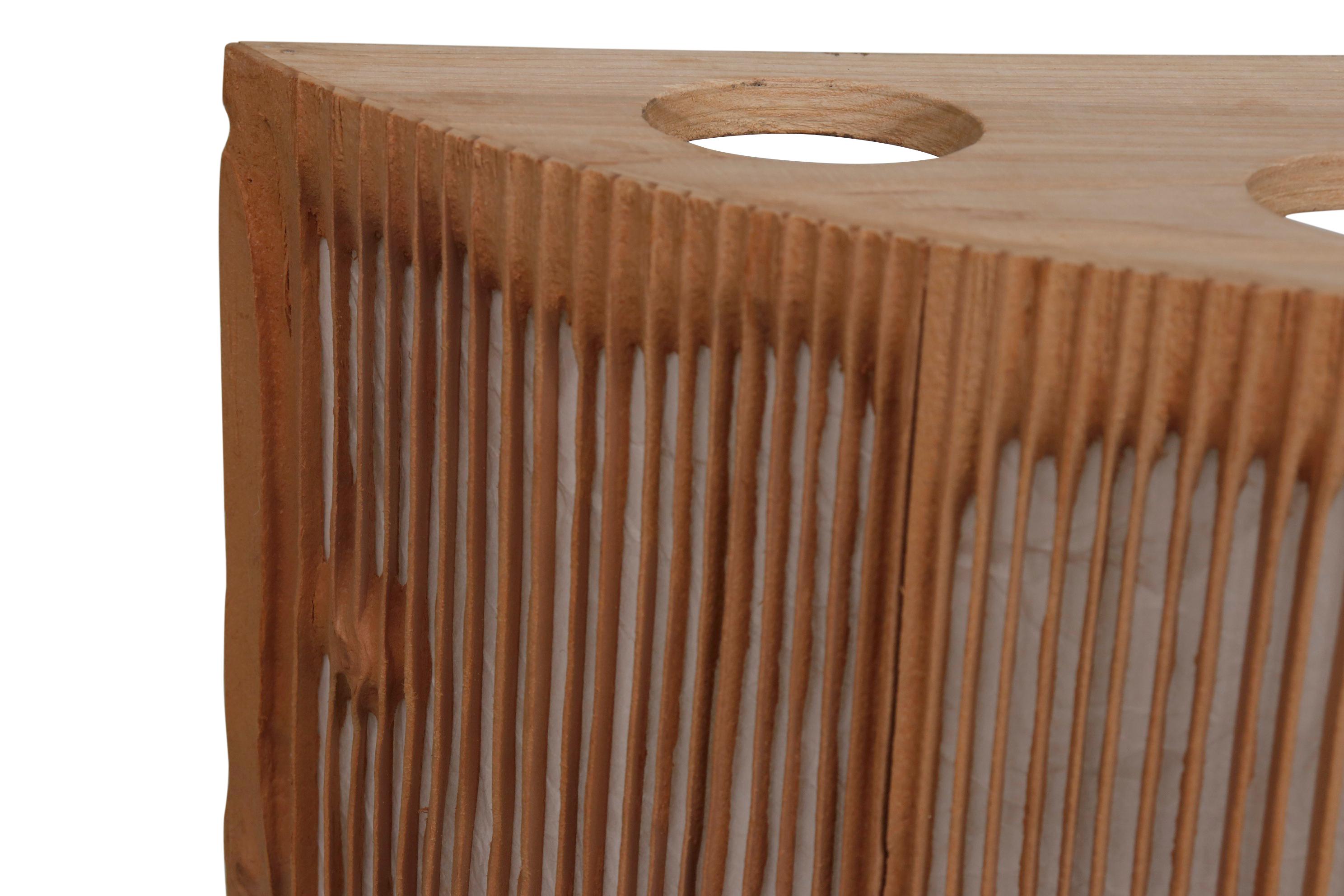 Anglo-Japanese Nori Morimoto Sandblasted Wood Sconces from NOBU, 'New York City' For Sale