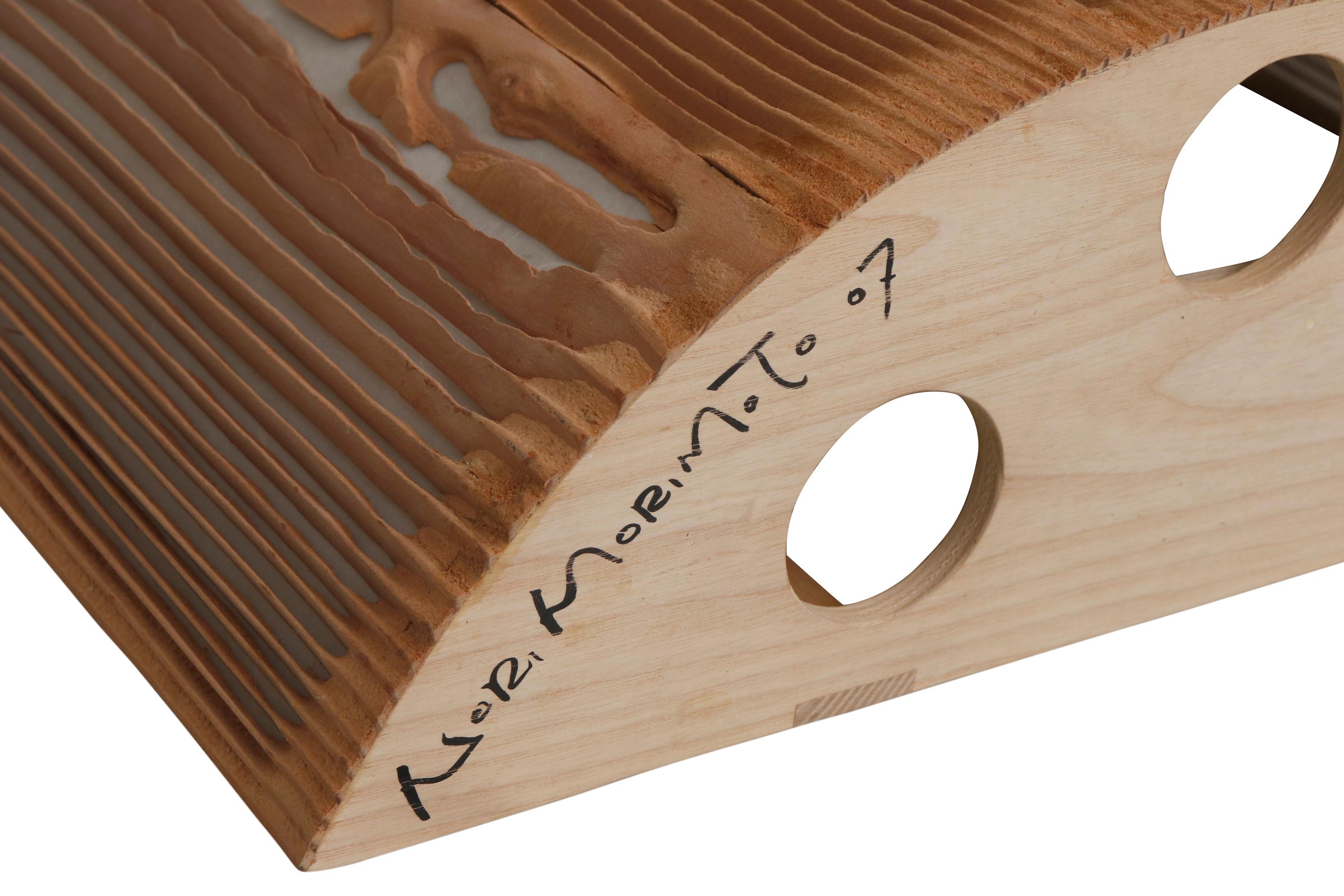 Nori Morimoto Sandblasted Wood Sconces from NOBU, 'New York City' In Good Condition For Sale In Hudson, NY