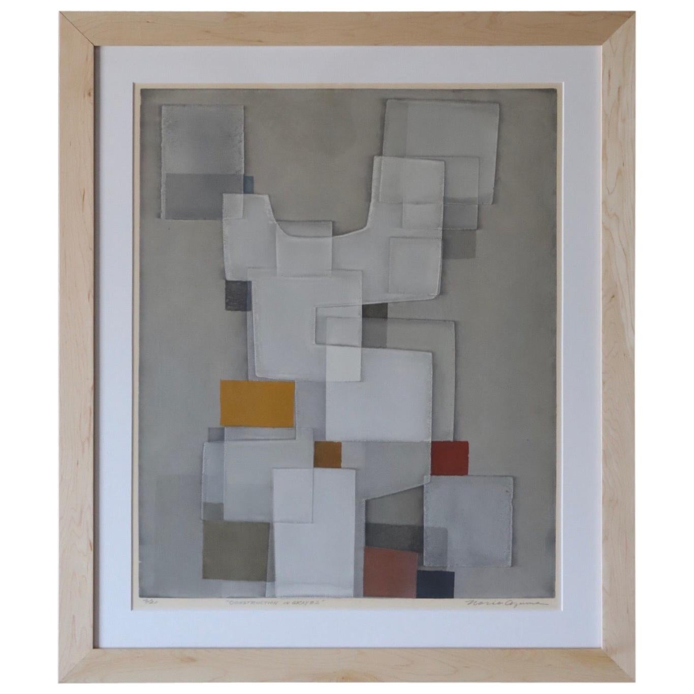 Norio Azuma "Construction in Gray #2" Framed Art