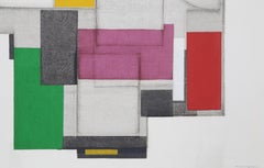 Day, Framed and Signed Abstract Geometric Screenprint by Norio Azuma