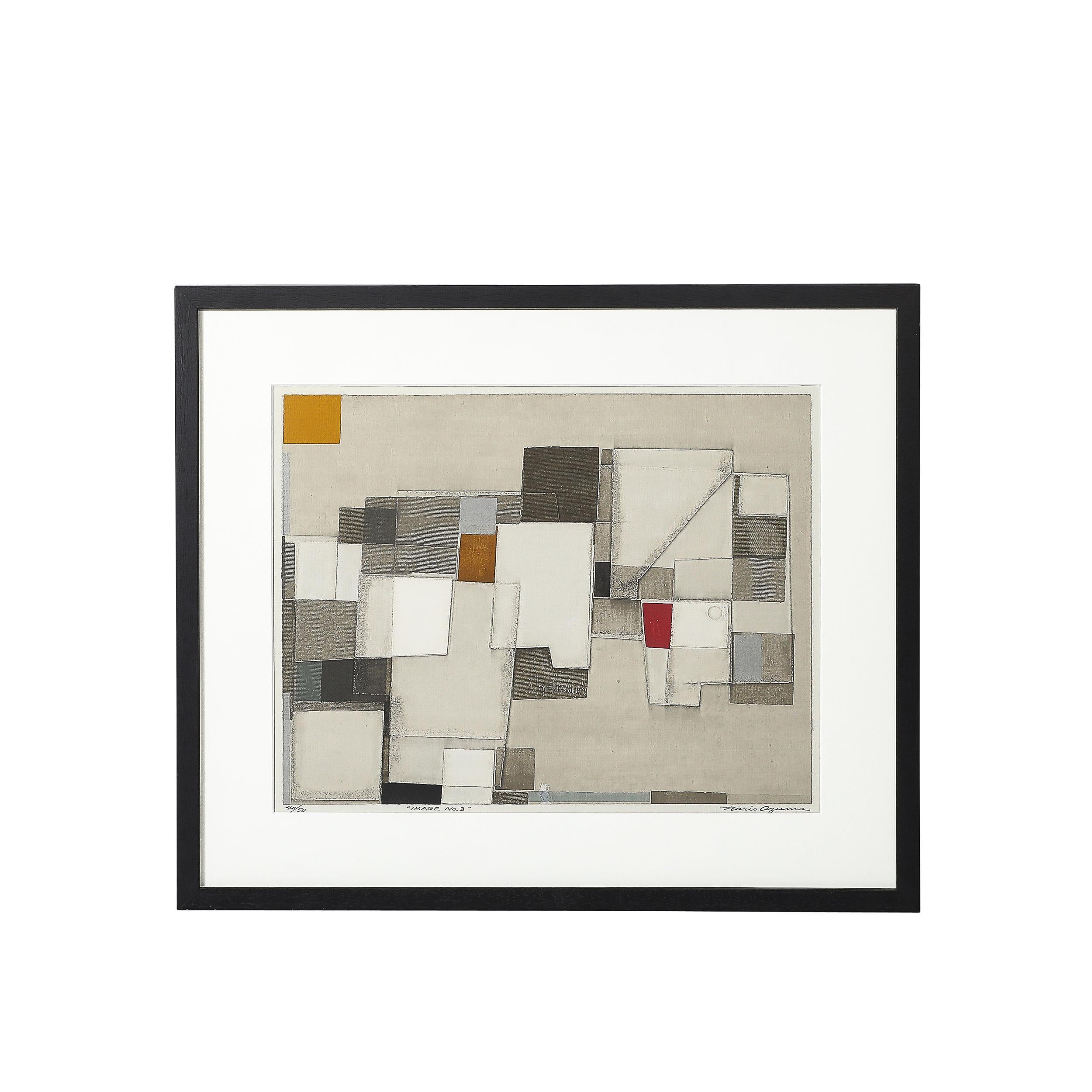 Norio Azuma Abstract Print - Mid-Century Modernist Abstract Geometric Screenprint Edition 40/50 "Image No.3"