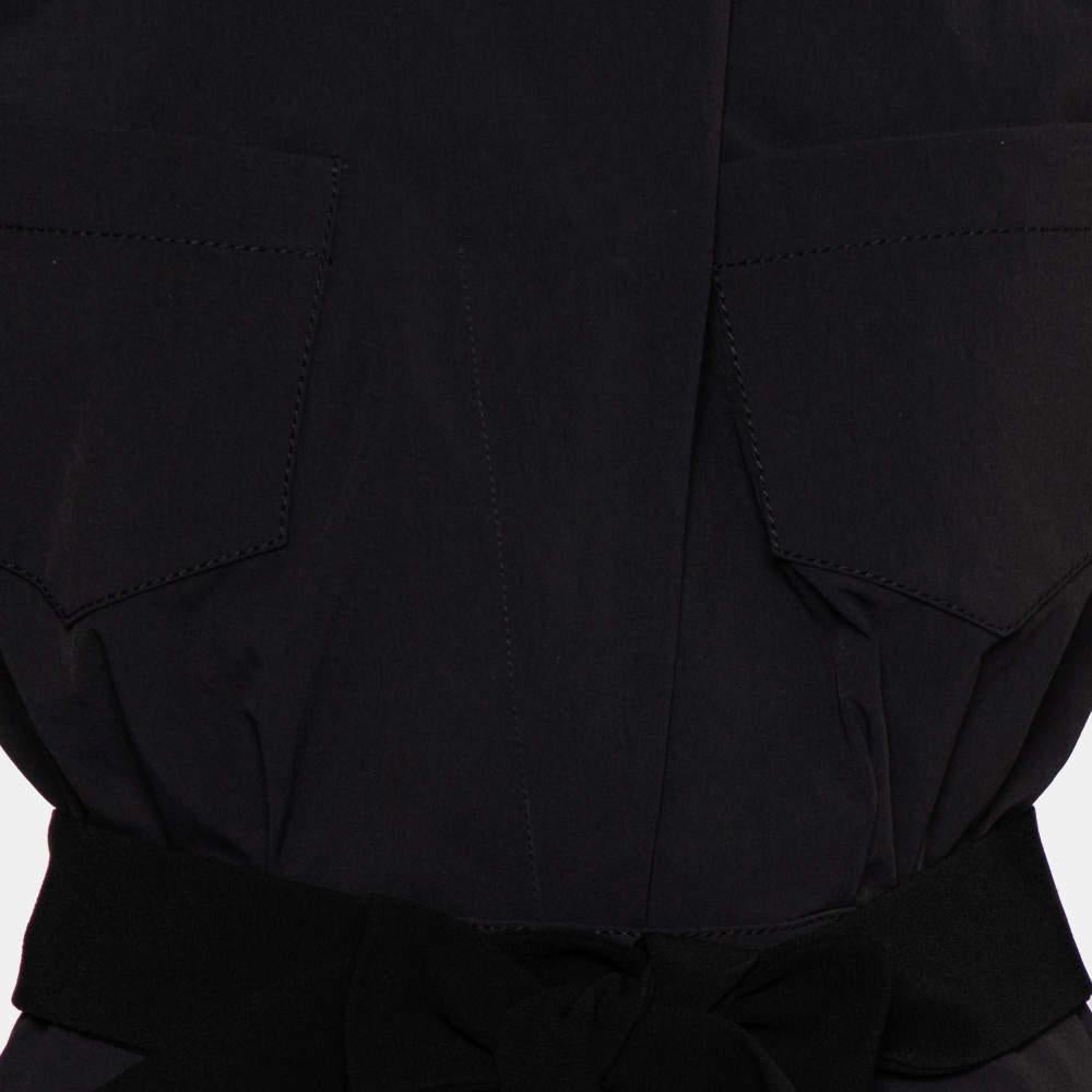 Women's Norisol Ferrari Black Synthetic Paneled Belted Mini Dress M For Sale