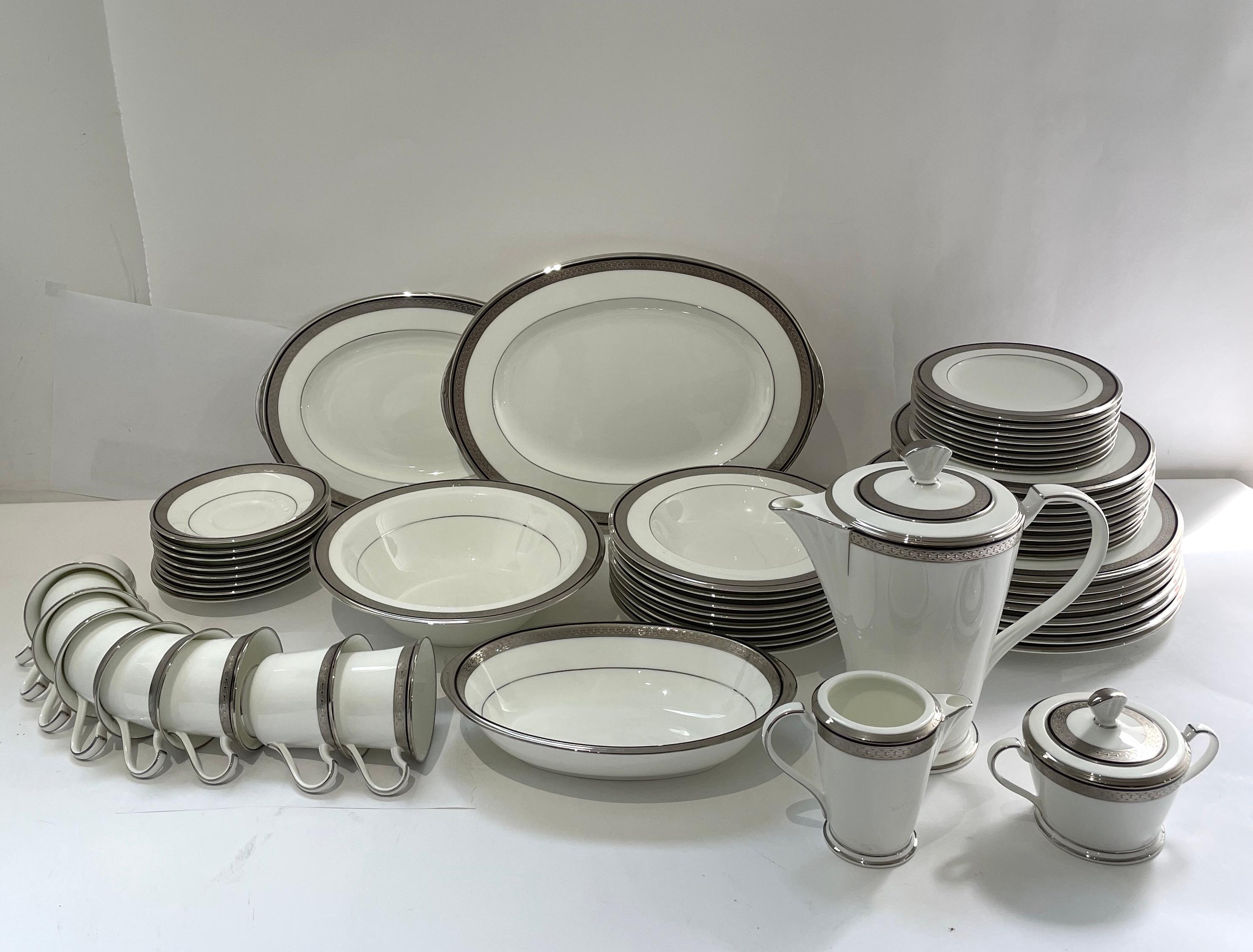 This stylish and chic Noritake bone china service for eight is in the 