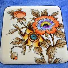 Noritake Colorful Hand Painted Floral Design on Square Plate Rounded Corners