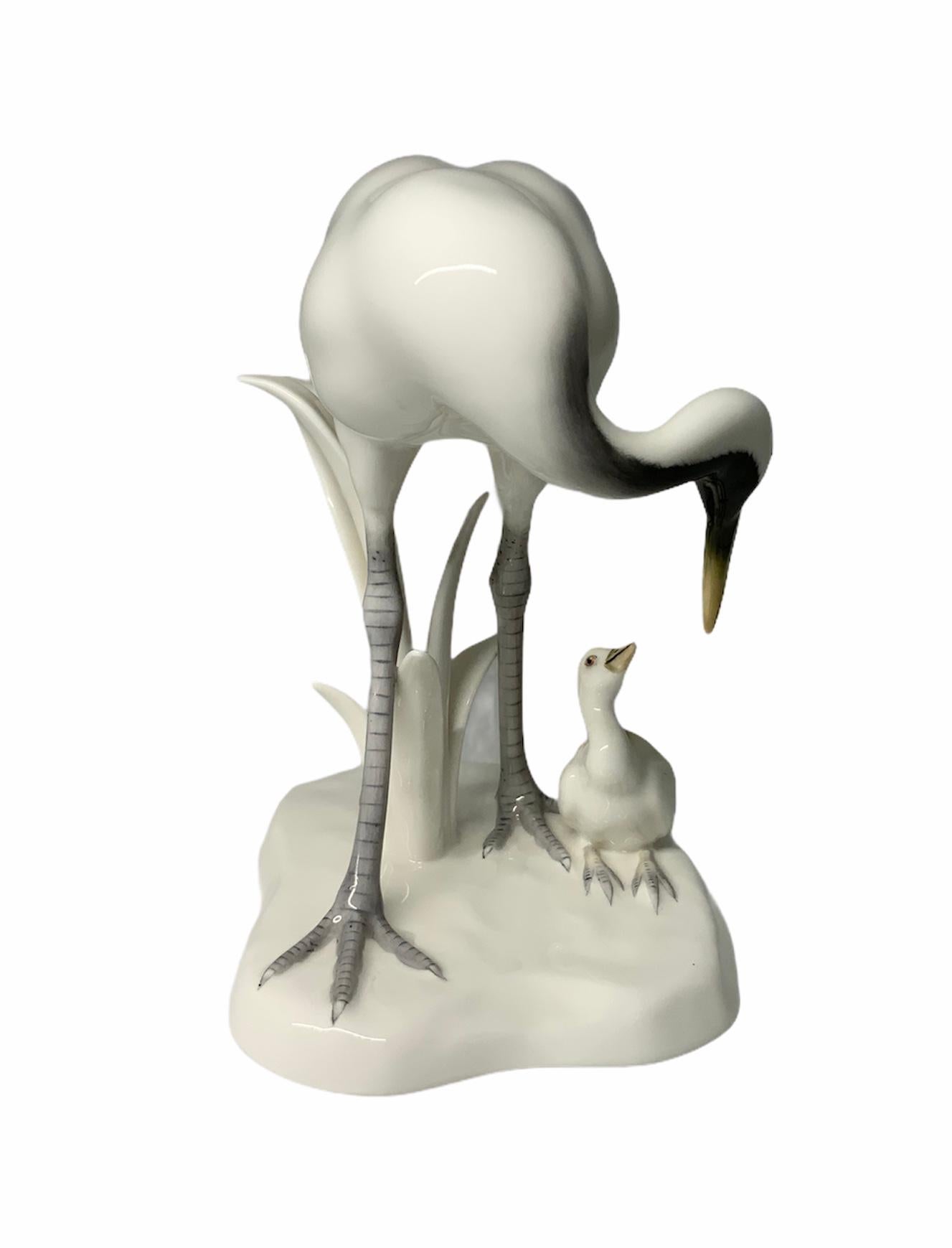 Noritake Hand Painted Porcelain Cranes Figurines In Good Condition In Guaynabo, PR