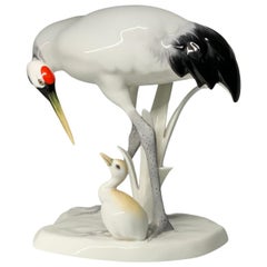 Figurines de grues en porcelaine peinte à la main de Noritake