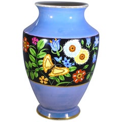 Noritake Hand Painted Vase with Floral and Butterfly Design