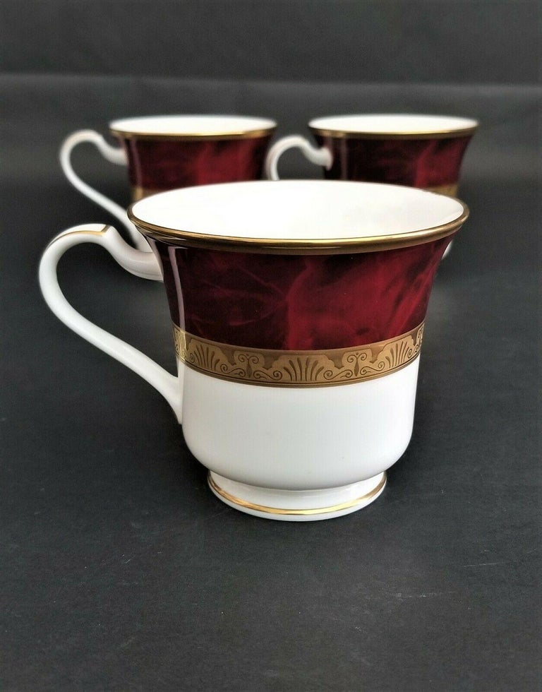 Noritake Hemingway Footed Bone China Coffee Tea Cups, Set of 3 For Sale