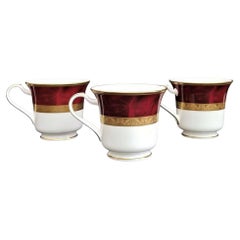 Noritake Hemingway Footed Bone China Coffee Tea Cups, Set of 3