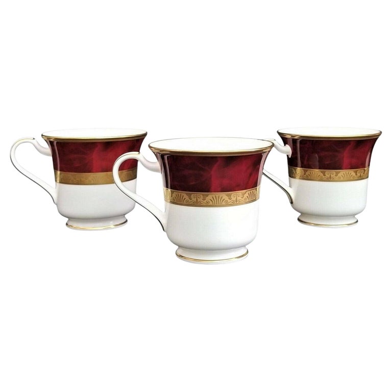 Noritake Hemingway Footed Bone China Coffee Tea Cups, Set of 3 For Sale