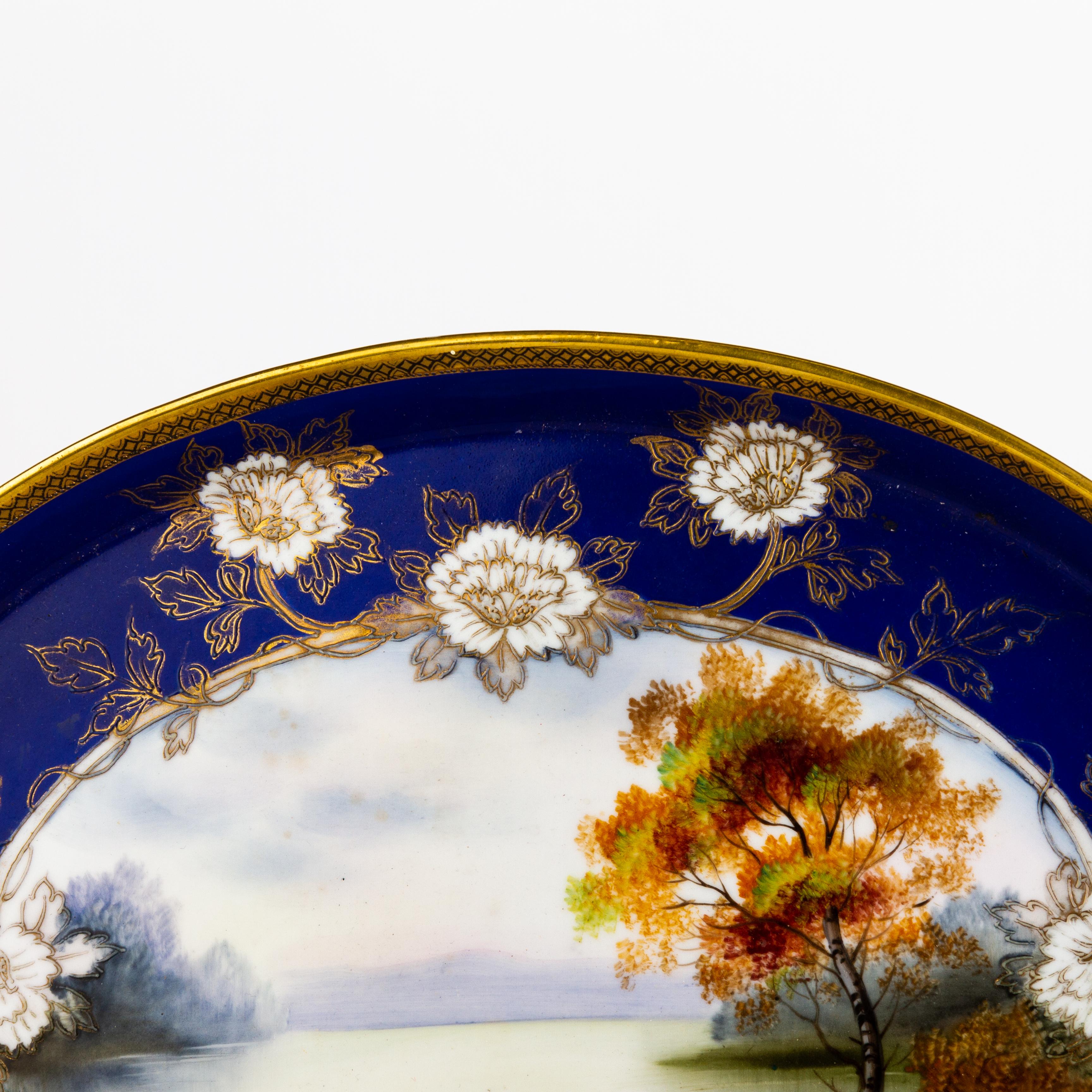 20th Century Noritake Japanese Art Deco Porcelain Oval Tray Plate For Sale