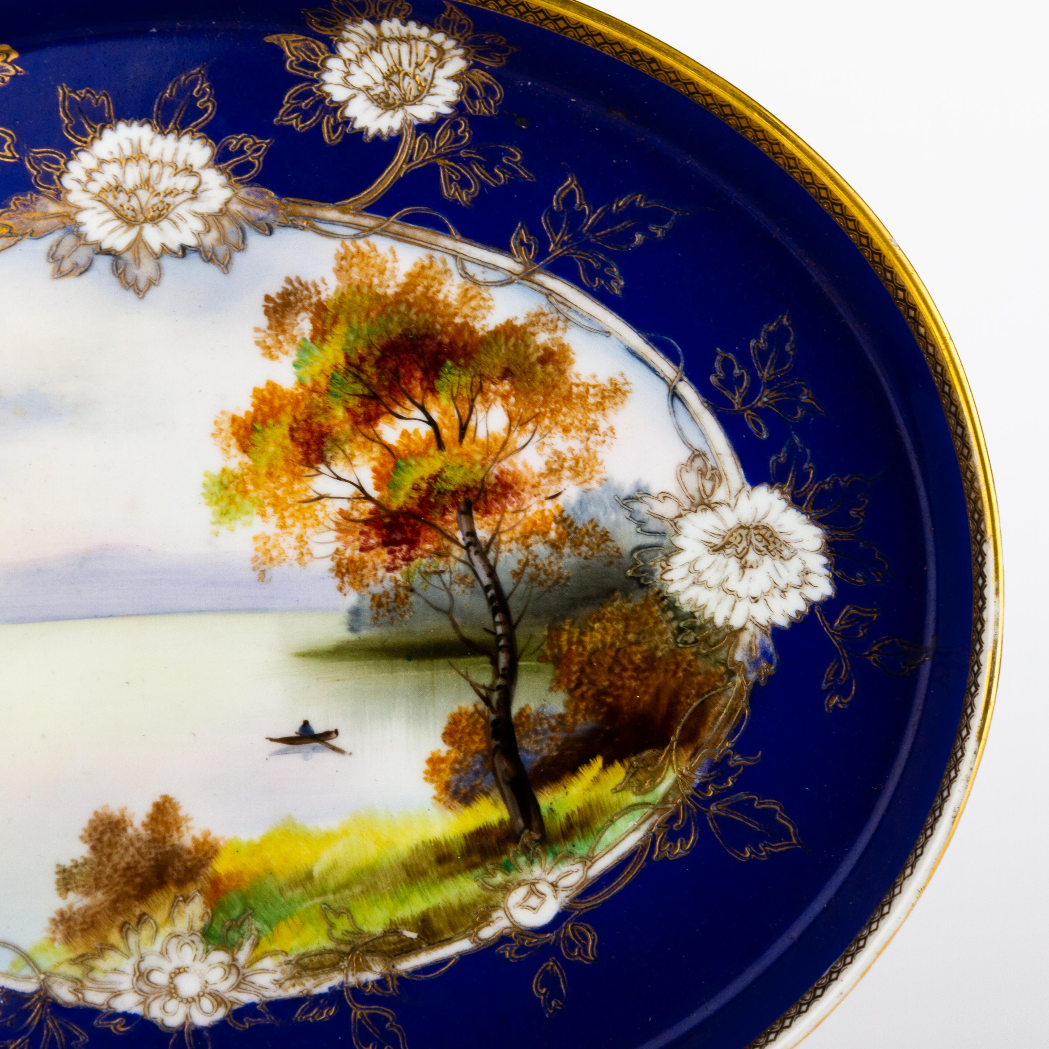 Noritake Japanese Art Deco Porcelain Oval Tray Plate For Sale 1
