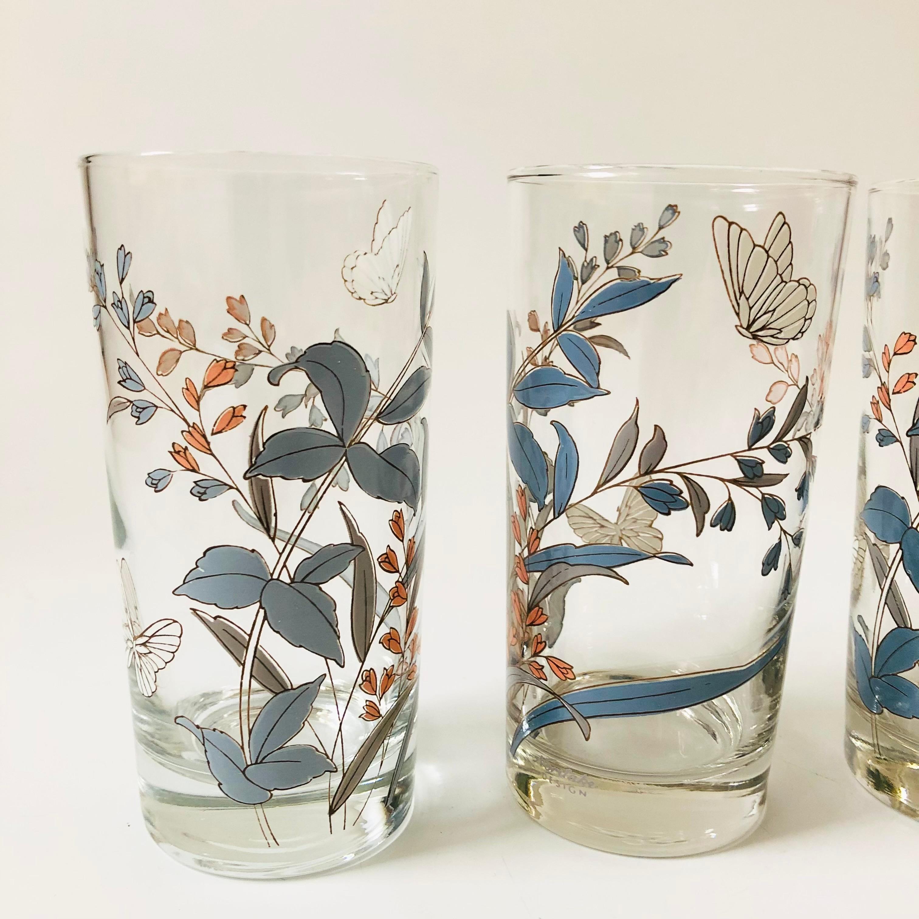 Noritake Kilkee Floral Tumblers - Set of 5 In Good Condition In Fairfield, CA